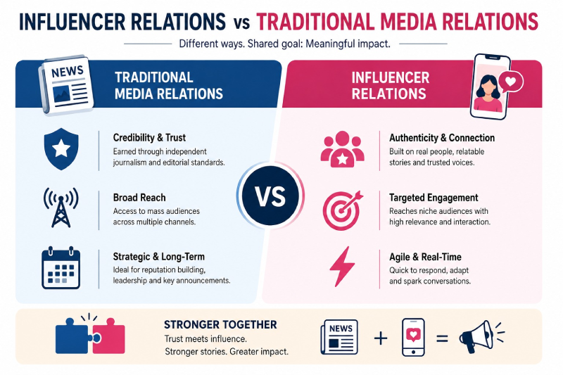 # Influencer Relations vs Traditional Media Relations: Understanding the Modern PR Landscape