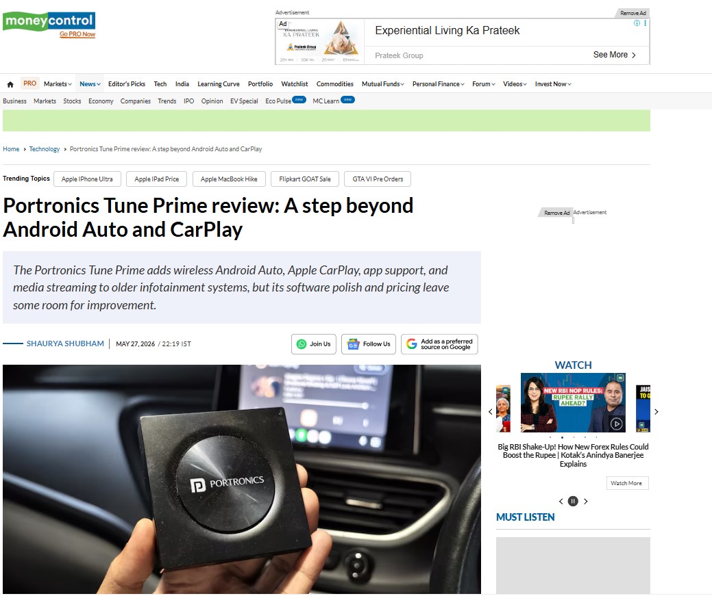 Portronics Tune Prime review: A step beyond Android Auto and CarPlay