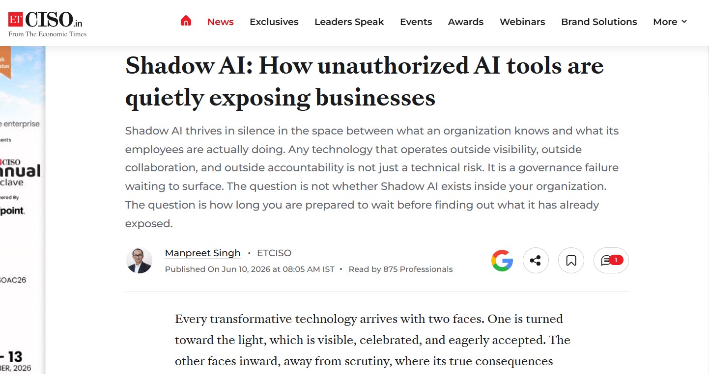 Shadow AI: How unauthorized AI tools are quietly exposing businesses  Read more at: https://ciso.economictimes.indiatimes.com/news/ot-security/shadow-ai-the-hidden-threat-to-businesses-and-their-data/131608214