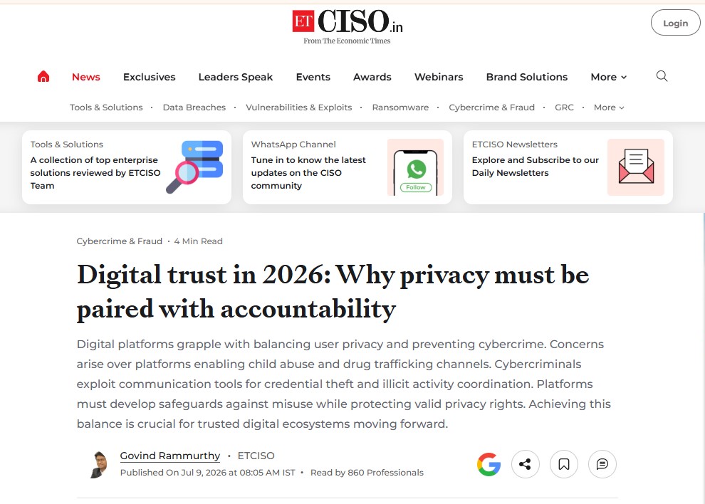 Digital trust in 2026:Why privacy must b paired with accountability