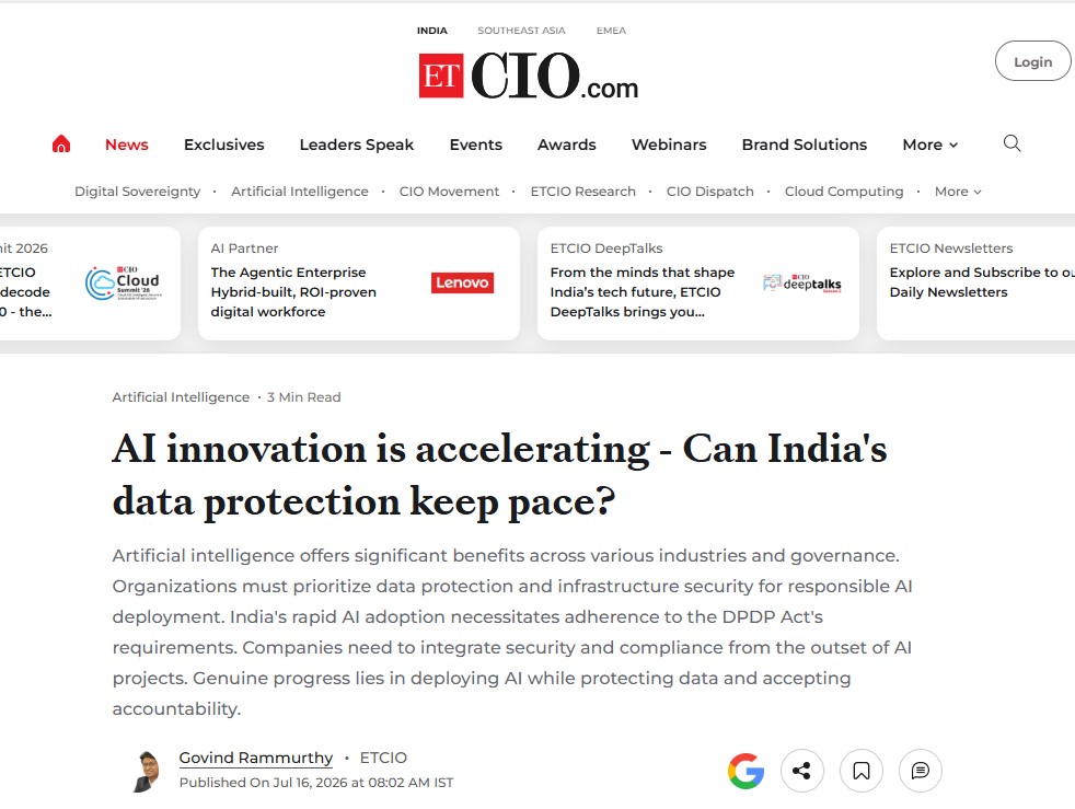 AI innovation is accelerating - Can India's data protection keep pace?