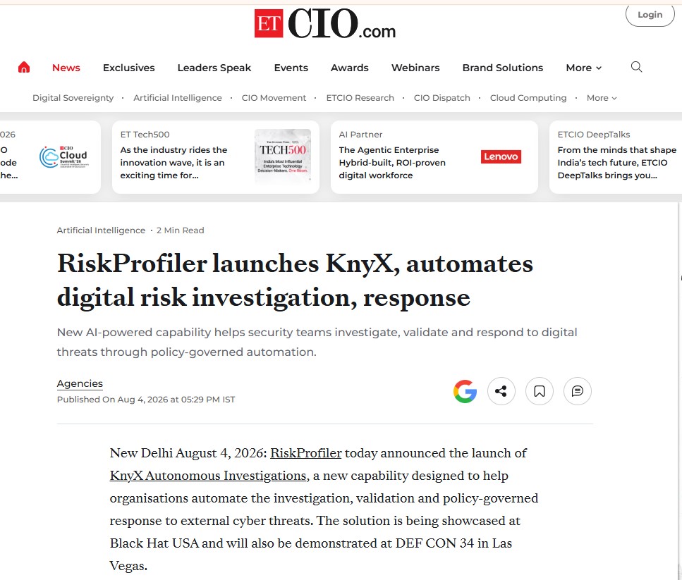 RiskProfiler launches KnyX, automates digital risk investigation, response