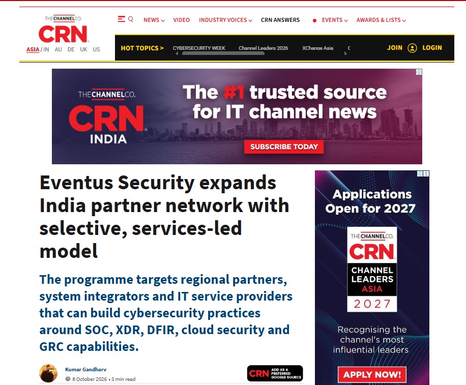 Eventus Security expands India partner network with selective, services-led model