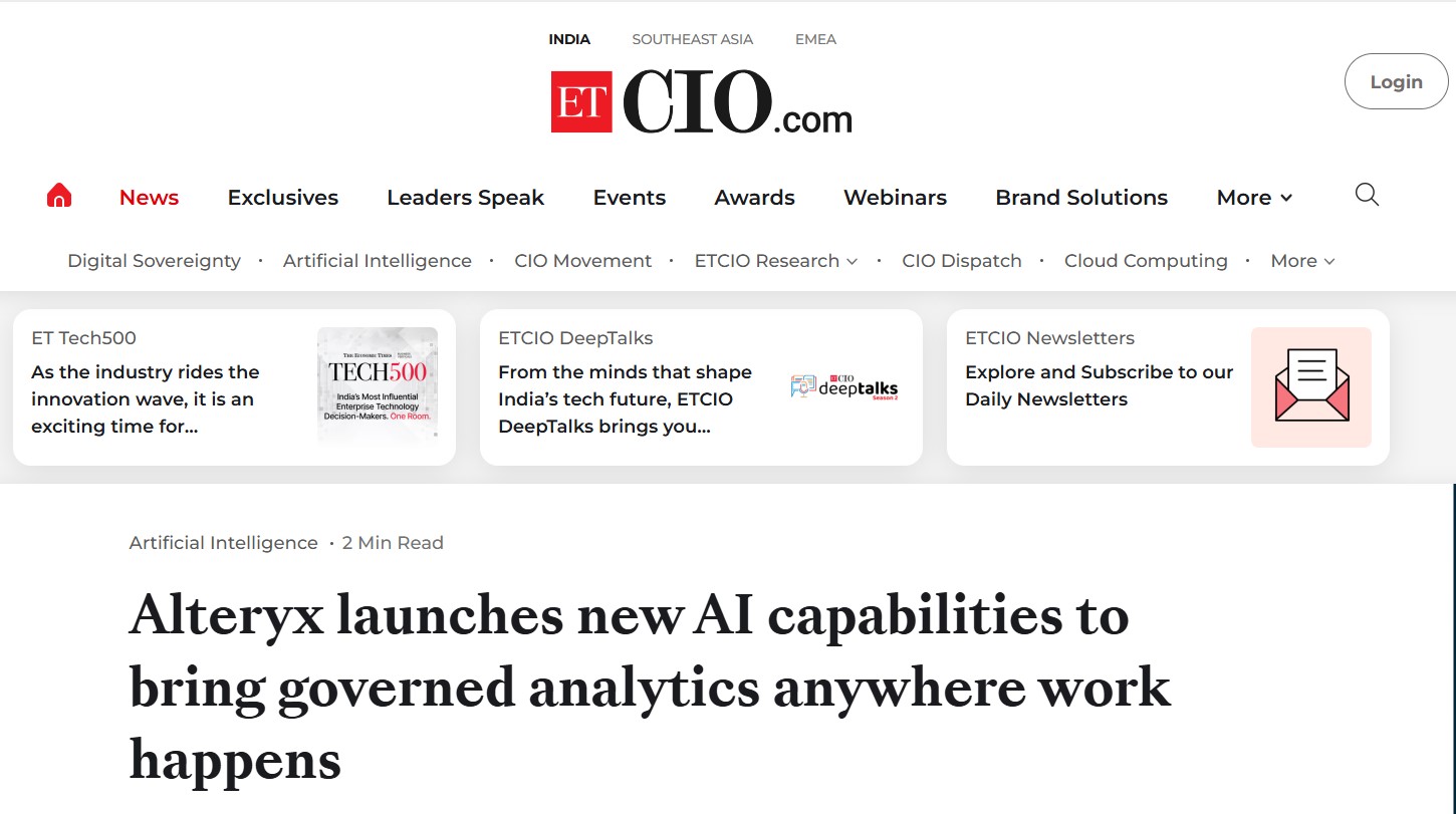 Alteryx launches new AI capabilities to bring governed analytics anywhere work happens