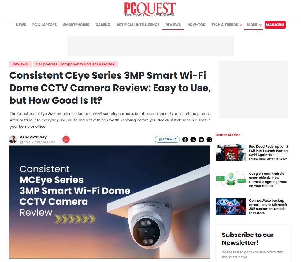 Consistent CEye Series 3MP Smart Wi-Fi Dome CCTV Camera Review: Easy to Use, but How Good Is It?